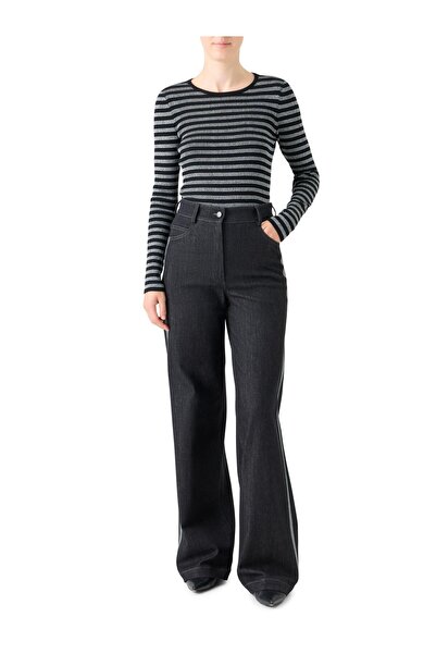 Akris Punto Yüksek Bel Yan Şeritli Denim Pantolon