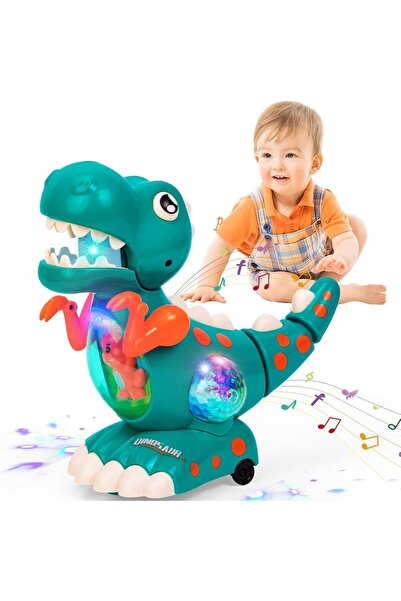 Generic لعبة ديناصور للأطفال من عمر 0 إلى 1 سنة - لعبة موسيقية للزحف والمشي م...
