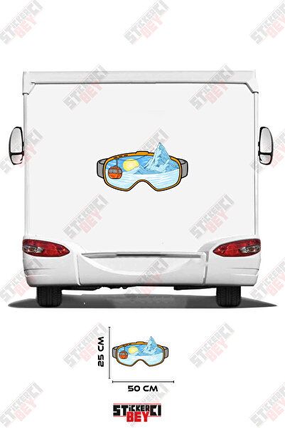 STİCKERCI BEY Mountain Patterned Snow Goggles Caravan Sticker Coating