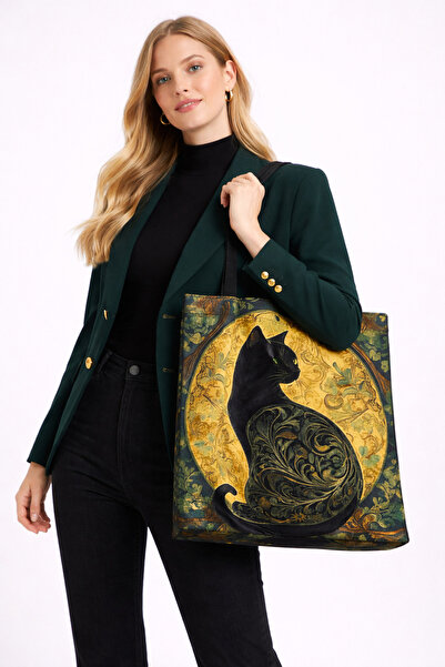 İZYA Patterned Handbag Makeup Bag Set Daily Casual Use