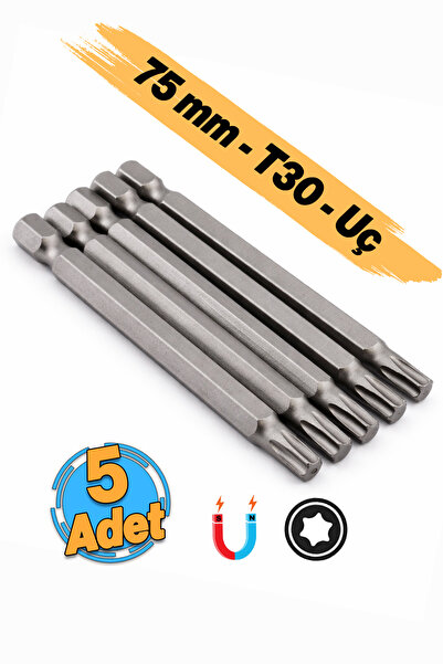 Badem10 Güçlü Tayvan Çeliği T30 Bits Uç 75 mm Mıknatıslı Tork Torx Manyetik 1...