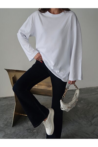 Paw Garage Women's Cotton Long Sleeve Crew Neck Basic Bodysuit