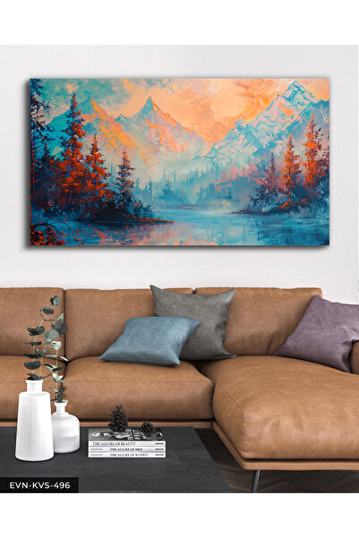 Evinemoda Pictură în ulei cu aspect de peisaj natural, pânză dintr-o singură ...