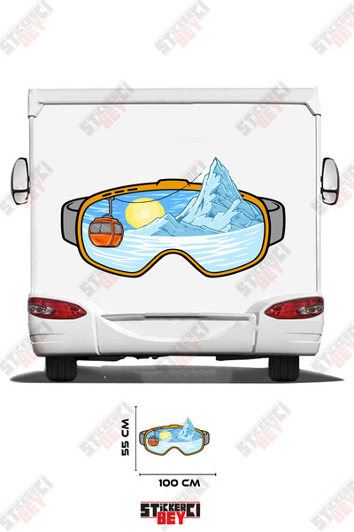 STİCKERCI BEY Mountain Patterned Snow Goggles Caravan Sticker Coating