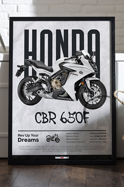 Duvarda Poster cu ramă din lemn negru Honda CBR 650F, pictură murală cu motoc...