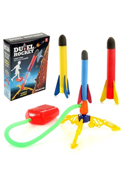 Toybox قاذفة صواريخ من الفوم الناعم مع دواسة قدم وثلاثة صواريخ مضيئة مع قاذفة