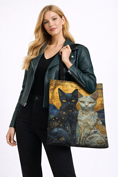 İZYA Patterned Handbag Makeup Bag Set Daily Casual Use