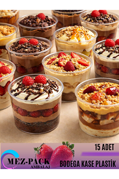 MEZ-PACK BODEGA KASE PLASTİK 15 ADET KAPAKSIZ ŞIK SUNUM TATLI KASESİ
