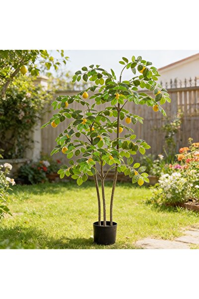 SCHENKERO 1.6m Tall Artificial Lemon Tree Faux Plant for Office Lounge Area D...