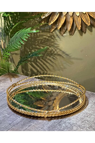 HaRe Home صينية ديكور دائرية مع مرآة