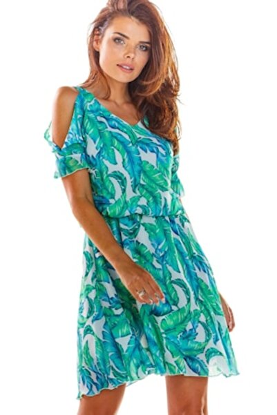 Awama Mini Dress for Women, Infinite You, Nifleur, Green, XL