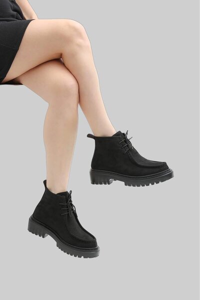 Aria's Closet Cizme negre de damă, cu șireturi, confortabile și elastice