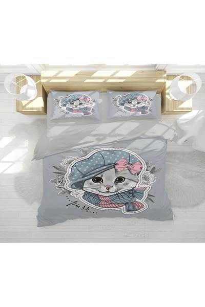 Home Cat Pattern Double Duvet Cover Set