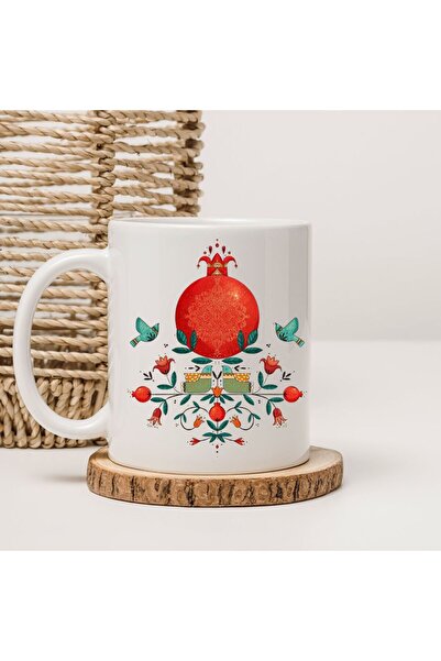 kubdekor Pomegranates and Birds Symbol of Abundance Printed Mugs
