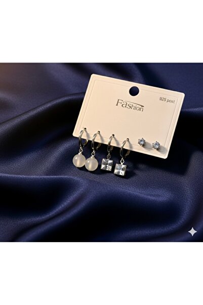 Çağla Accessories مجموعة أقراط فولاذية أنيقة مكونة من 3 أزواج