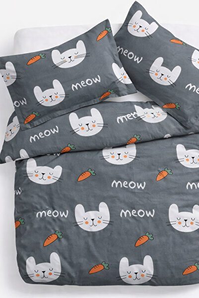 İQON Double Duvet Cover Set Meav Gray Setçi̇ft