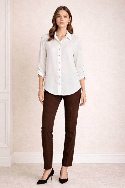 AYHAN Foldable Sleeve Blouse 50866