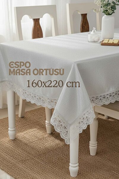 Dantelux Espo Sa šljokicama Lan 8-12 osoba Stolnjak (160x220 cm) siva
