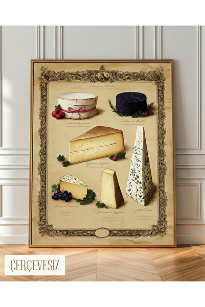 Trend Loca Vintage Dünya Peynirleri Mutfak ve Kafe Duvar Posteri – Çerçevesiz...