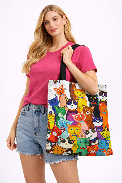 İZYA Patterned Handbag Makeup Bag Set Daily Casual Use