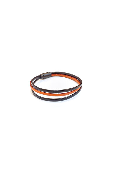 HER ŞEY NOTA www.herseynota.com Burnt Line – Orange Striped Detail Brown Leat...
