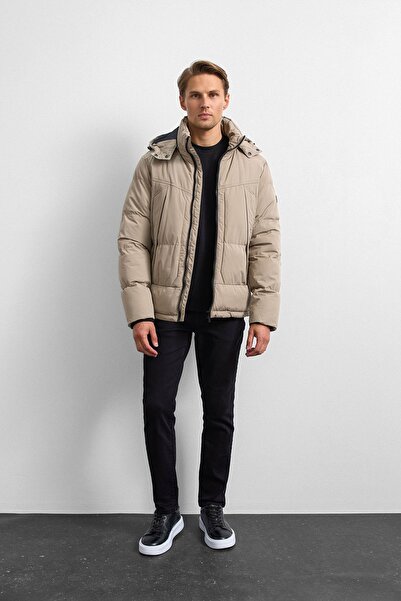 Back And Bond Bej Relaxed Fit Puffer Mont