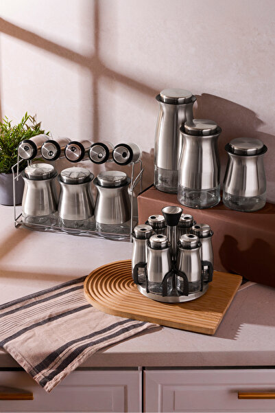 Perotti Inox Stainless Steel and Glass Multi-Purpose Ergonomic Spice Rack and...