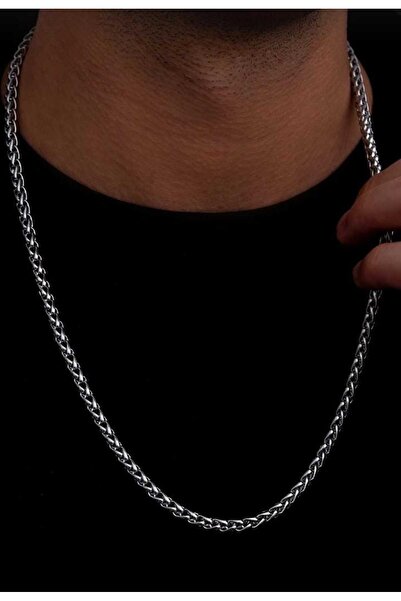 ADEN JEWELRY Erkek Çelik Kolye 316l 3,5 mm Orta Kalınlıkta Yuvarlak Kral Model