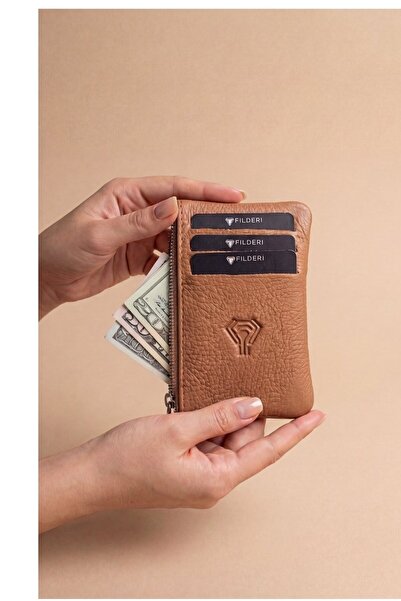Fil Deri Genuine Leather Zippered - Card Holder with Mini Coin Compartment - ...
