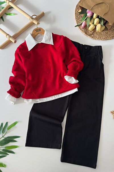 Minigimin Cicileri My Little One's Heart Detailed Knitwear Sweater and Shirt ...