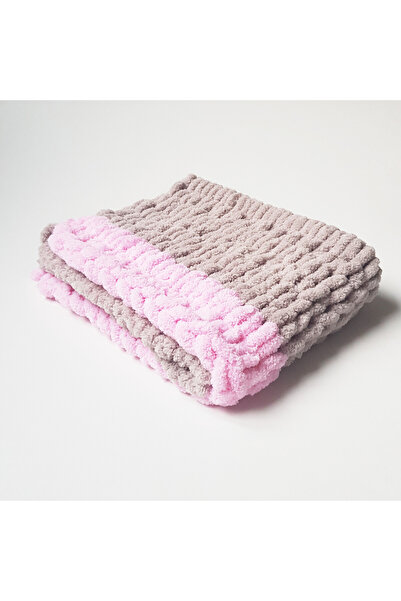 Blanosic Puppy blanket for little girls, Furry, Handmade, Beige-Grey-Pink, 50...