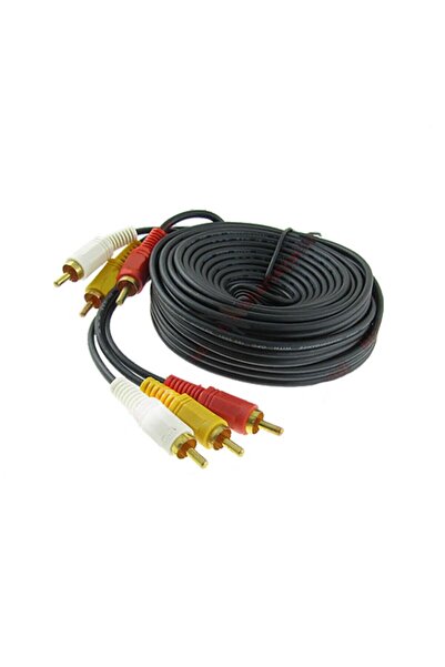 WOZLO 3 Rca Ses Ve Görüntü Kablosu - 5 Metre Altın Uç