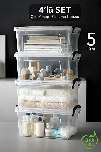 Meleni Home 4-Piece Lockable Lid Storage Container - Transparent Multi-Purpos...