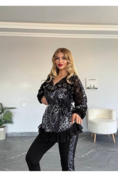 RED WOMAN FASHİON Hooded Lace Suit