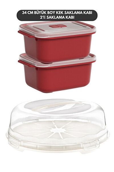 PONÇİK BEBEK Cake Pastry Storage Container, Lockable Glass Transport Box 34cm...