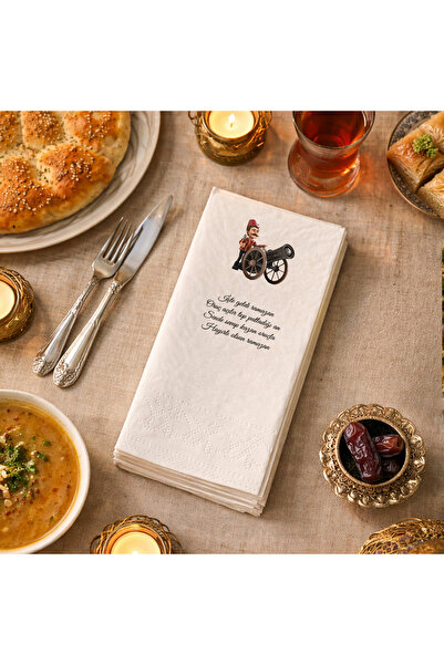 Kidzia Ramazan Desenli Baskılı Peçete | Top Atan Davulcu Motifli İftar Sofras...