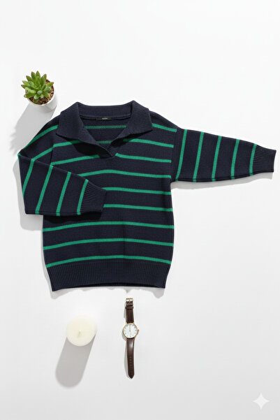 Miss Polo Yaka Çizgili Triko Kazak