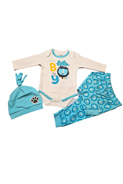 Miniworld Little Boy baby cotton bodysuit, pants and hat set