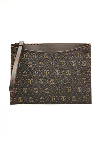 KISCHE Жіноча коричнева сумочка з принтом, портфель