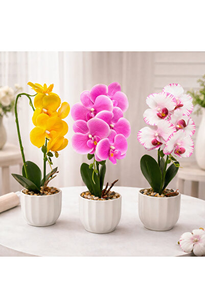 JML1 Flori artificiale Orhidee 32cm în ghiveci ceramic, diferite culori en-gros