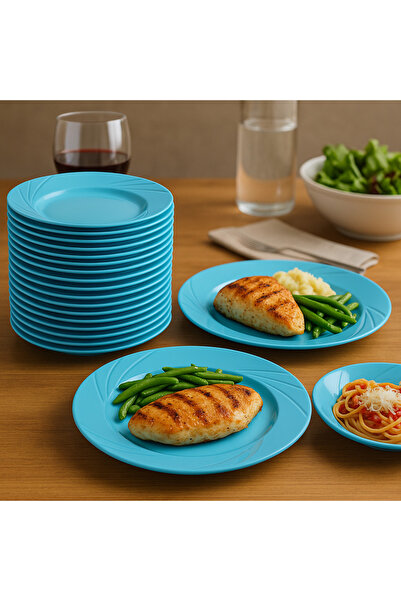 Ezupack 6'lı Mavi Renk LÜX SERT PLASTİK Parti Doğum Günü Sunum Davet Nişan Sö...