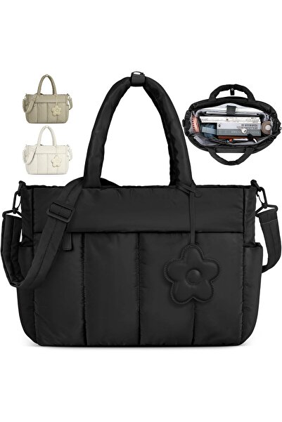 RAINSMORE Laptop Tote Bag for Women 15.6 Inch Lightweight Puffer Work Tote Bags