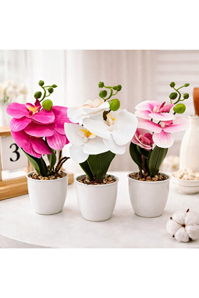 JML1 Flori artificiale 30cm, orhidee în ghiveci ceramic, diferite culori, en-...