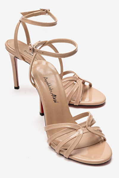 Ayakkabı Ateşi Pantofi de damă din piele lacuită, cu design cu vârf deschis, ...