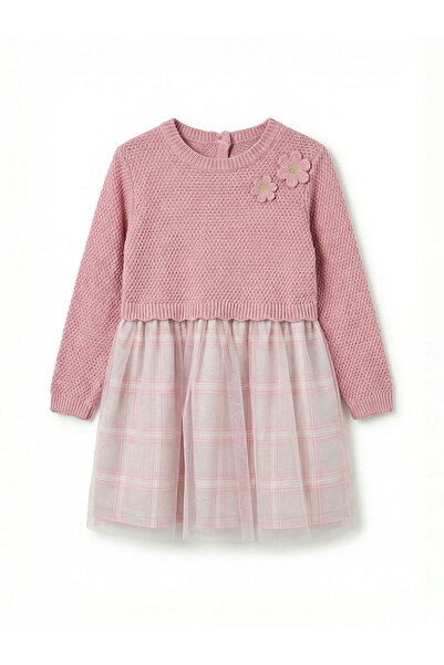 LC Waikiki LCW Kids Pembe Bisiklet Yaka Çiçekli Kız Çocuk Tütü Elbise