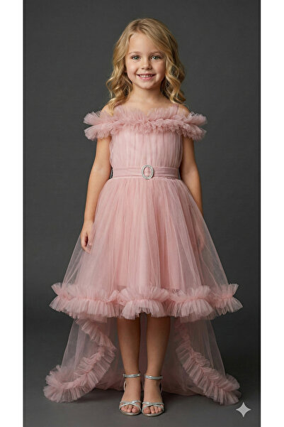 ay yılmaz Kız Çocuk Kuyruklu Model Abiye Elbise Fiyonklu Gipeli