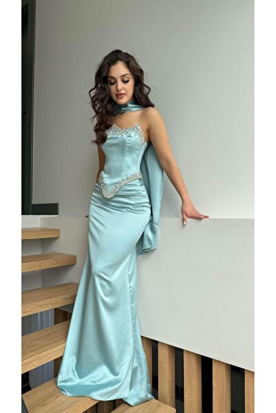 AYŞENUR DİNÇER Voila Bebe Mavisi Kristal Abiye