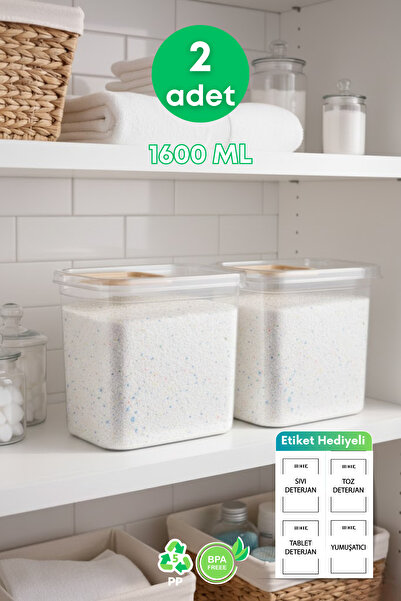 grimorlife 2 Pcs Slider Lid Storage Liquid Powder Detergent Food Storage Box-...