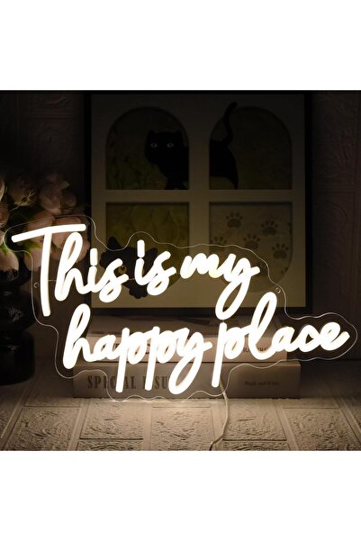 Slasa This Is My Happy Place Neon Sign – 42x23 cm LED Wall Light Decor