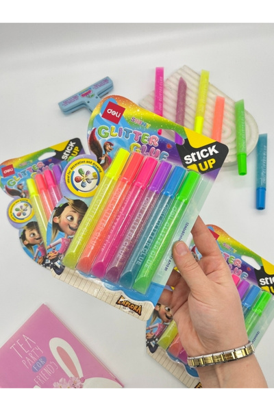 Kağıt Gemi Dükkan Glitter Glue Kalem Görünümlü 6 Renkli Simli Yapıştırıcı Set...